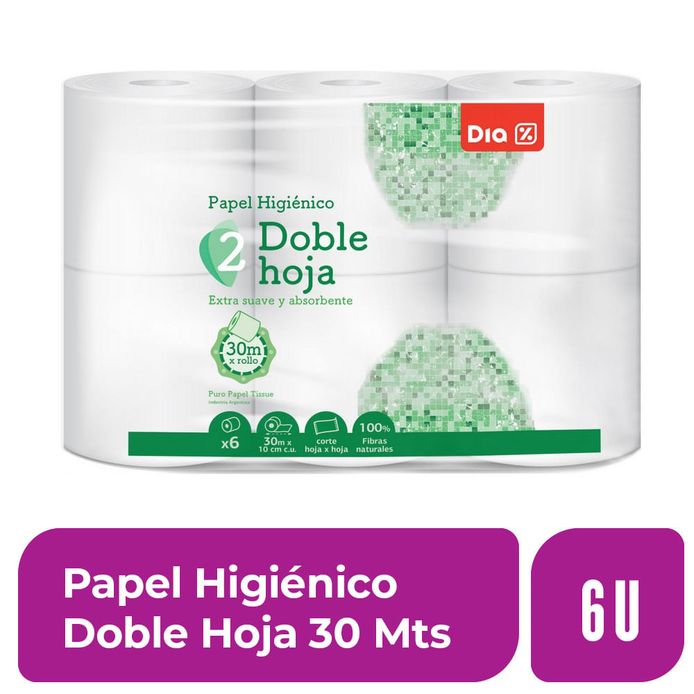 Papel Higiénico Doble Hoja 30mts 6 Ud.