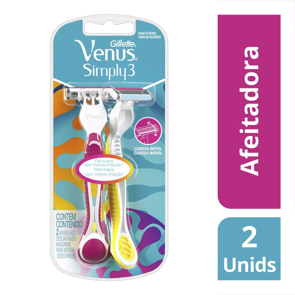 Máquina de Afeitar Gillette Venus Simply3 Desechables 2 Ud.