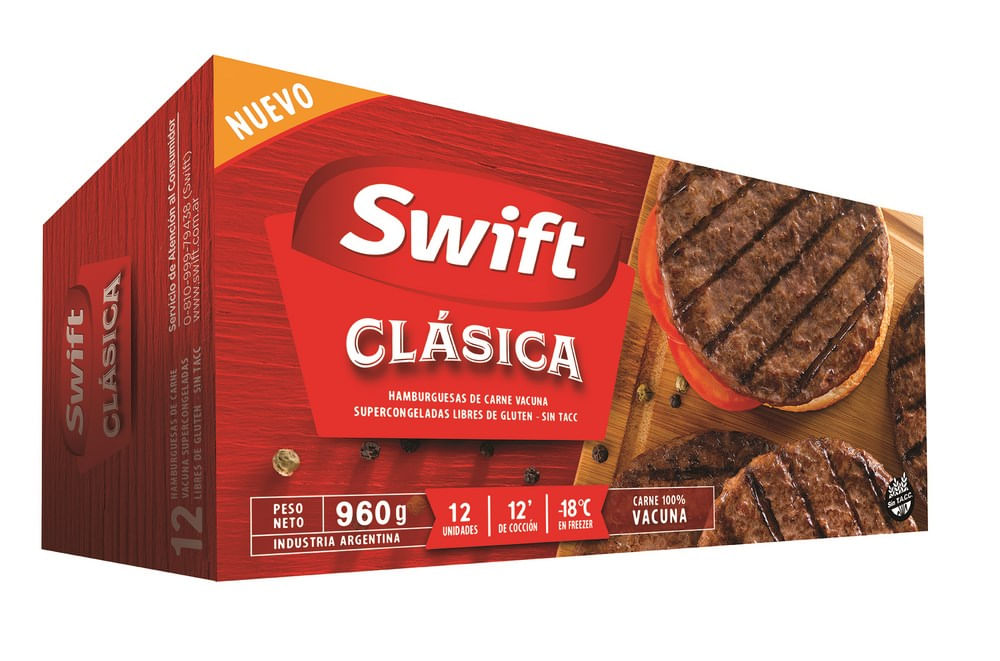 Hamburguesa de Carne Swift Clásica 12 Un.