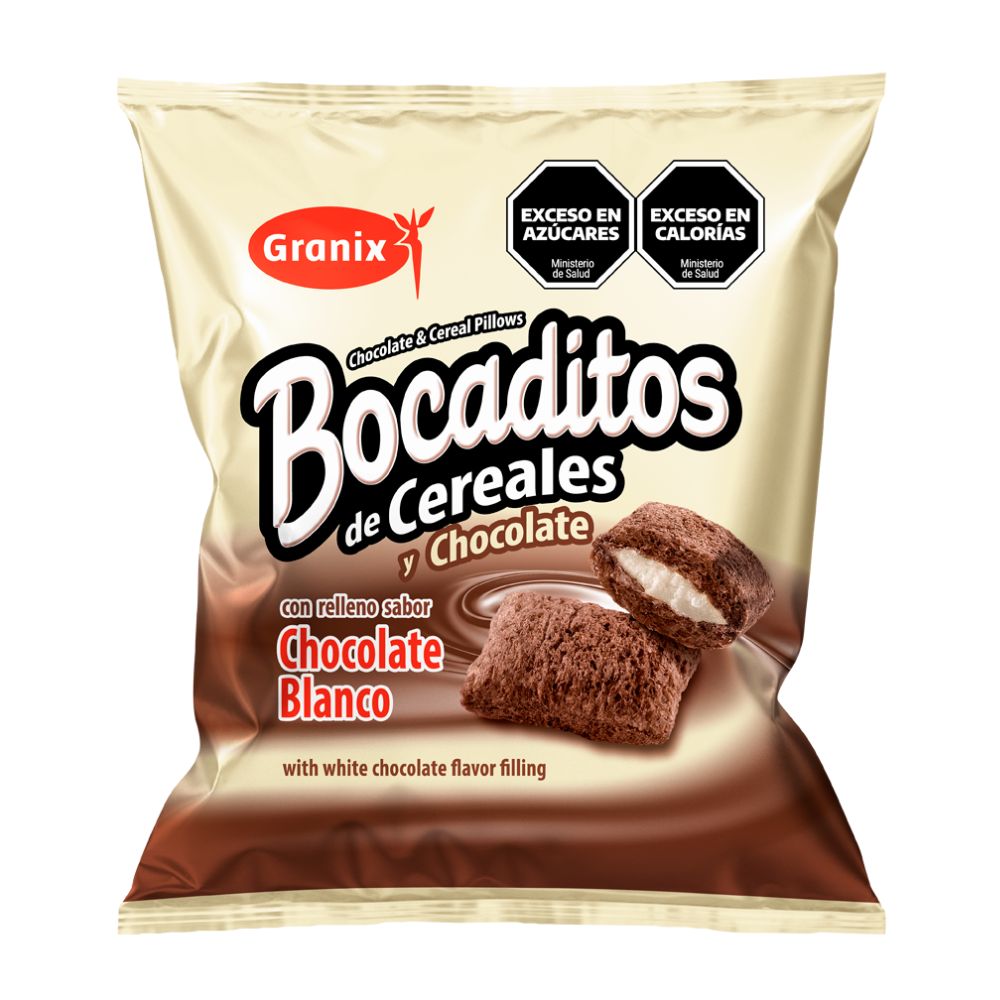Bocaditos Rellenos Granix con Chocolate Blanco 180 Gr.