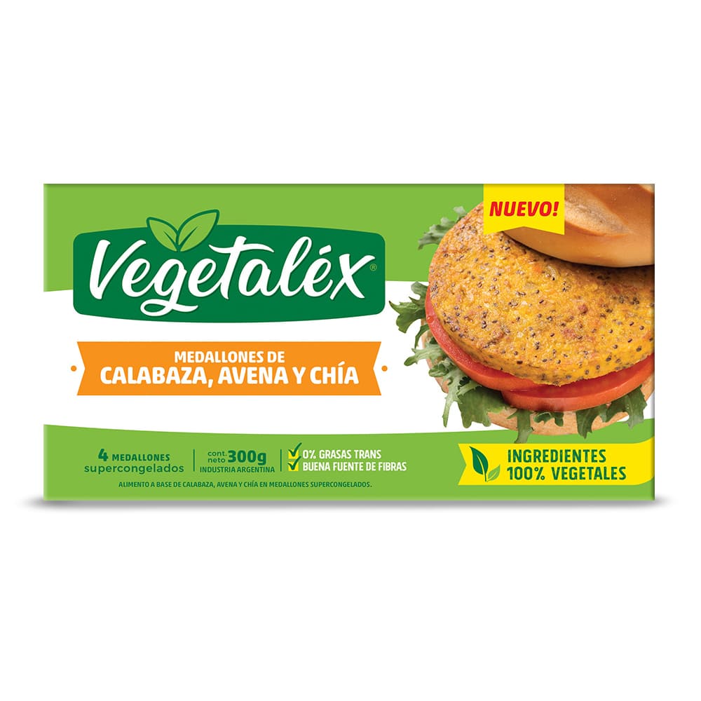 Medallón Vegetalex Calabaza, Avena y Chía 300 Gr.