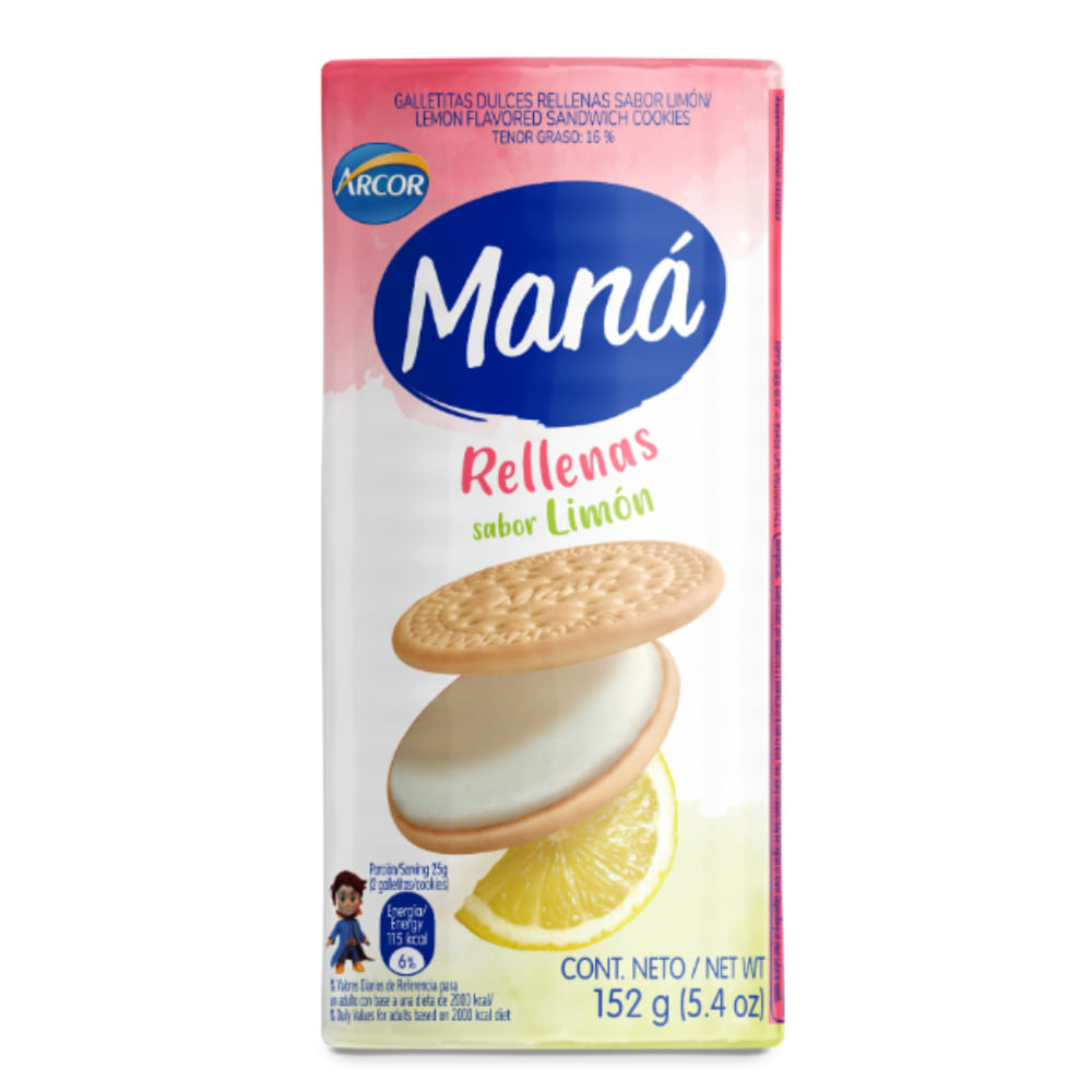 Galletitas Maná rellenas con Limón 152 Gr.