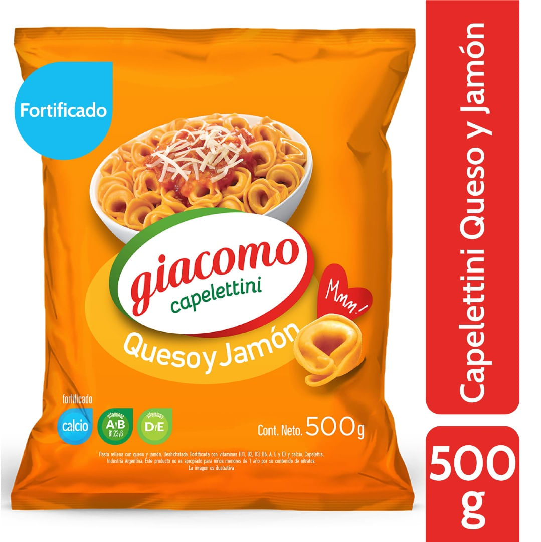 Capelettini Giacomo Jamón Y Queso 500 Gr.