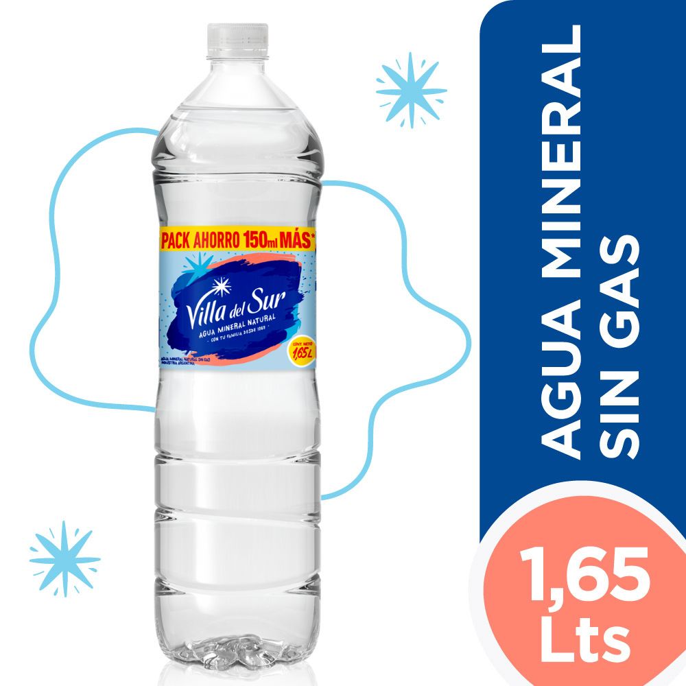 Agua Sin Gas Mineral Villa Del Sur 1,65 Lt.