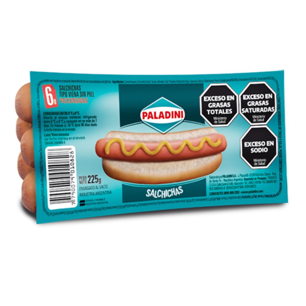 Salchichas 6 Unidades Paladini 225 Gr.