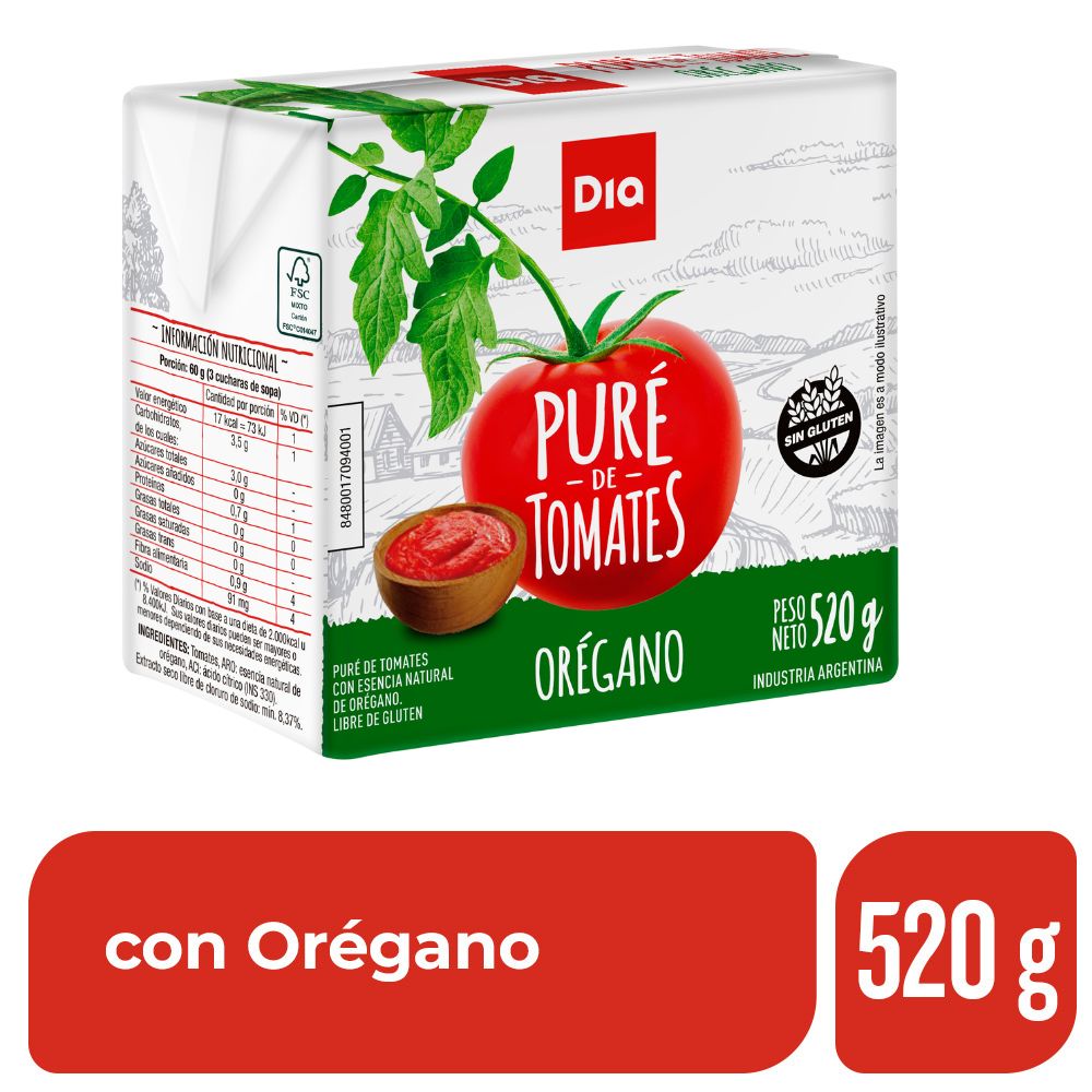 Puré de Tomate Dia con Orégano 520 Gr.
