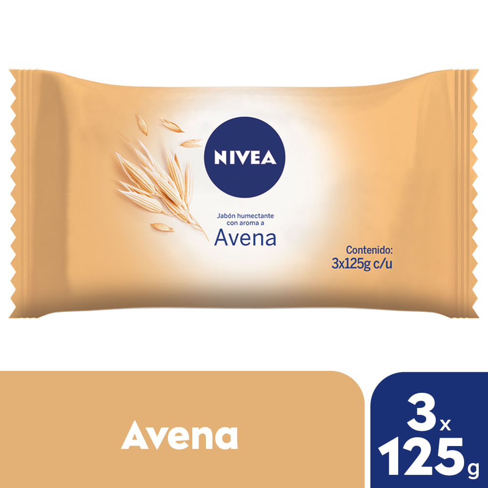 Jabón Humectante Avena Para Todo Tipo De Piel Nivea 3 X 125 Gr.