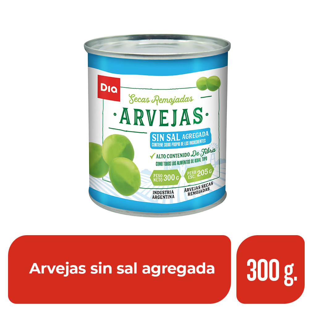 Arvejas Secas Remojadas Sin Sal Dia 300 Gr.