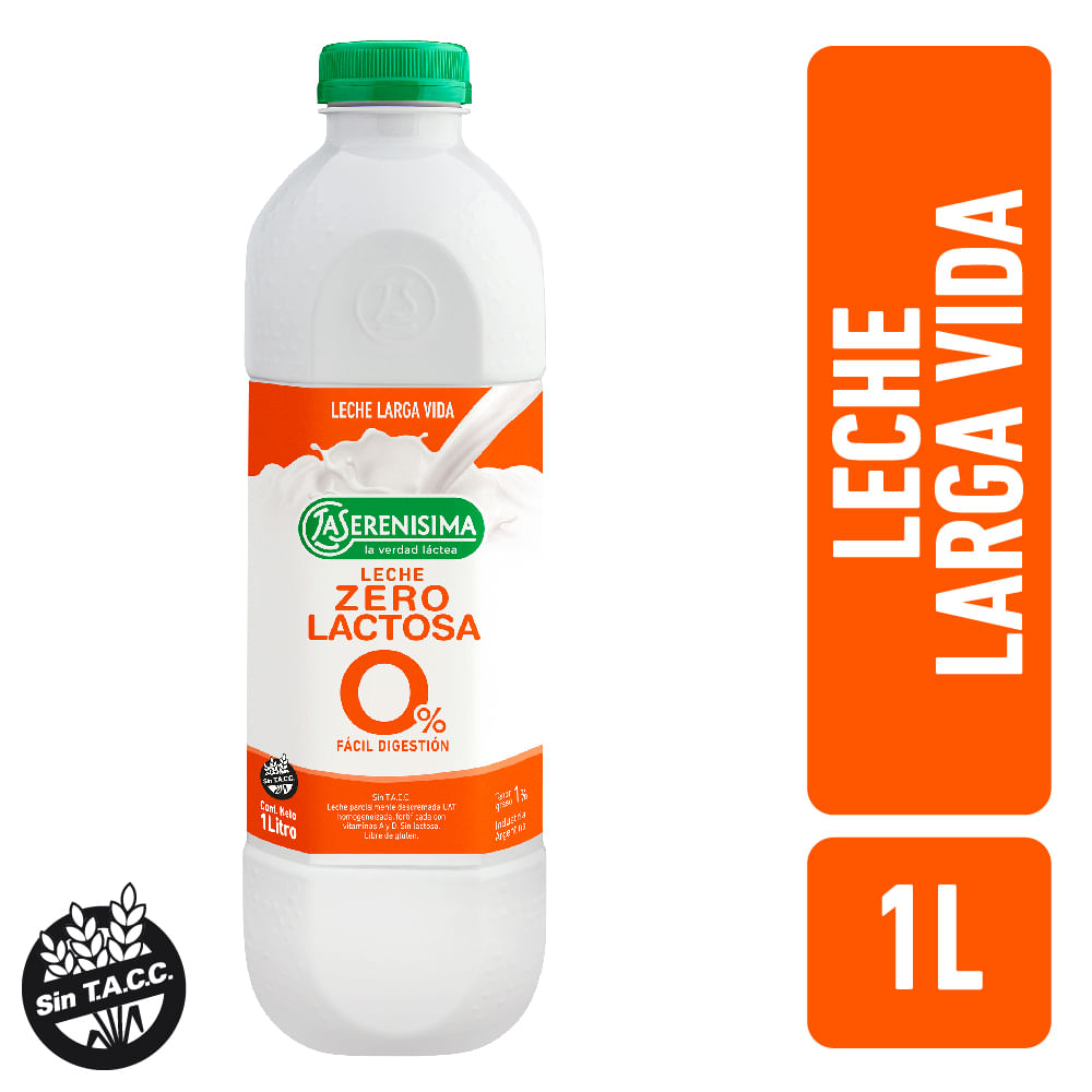 Leche Zero Lactosa La Serenísima Botella Larga Vida 1 Lt.