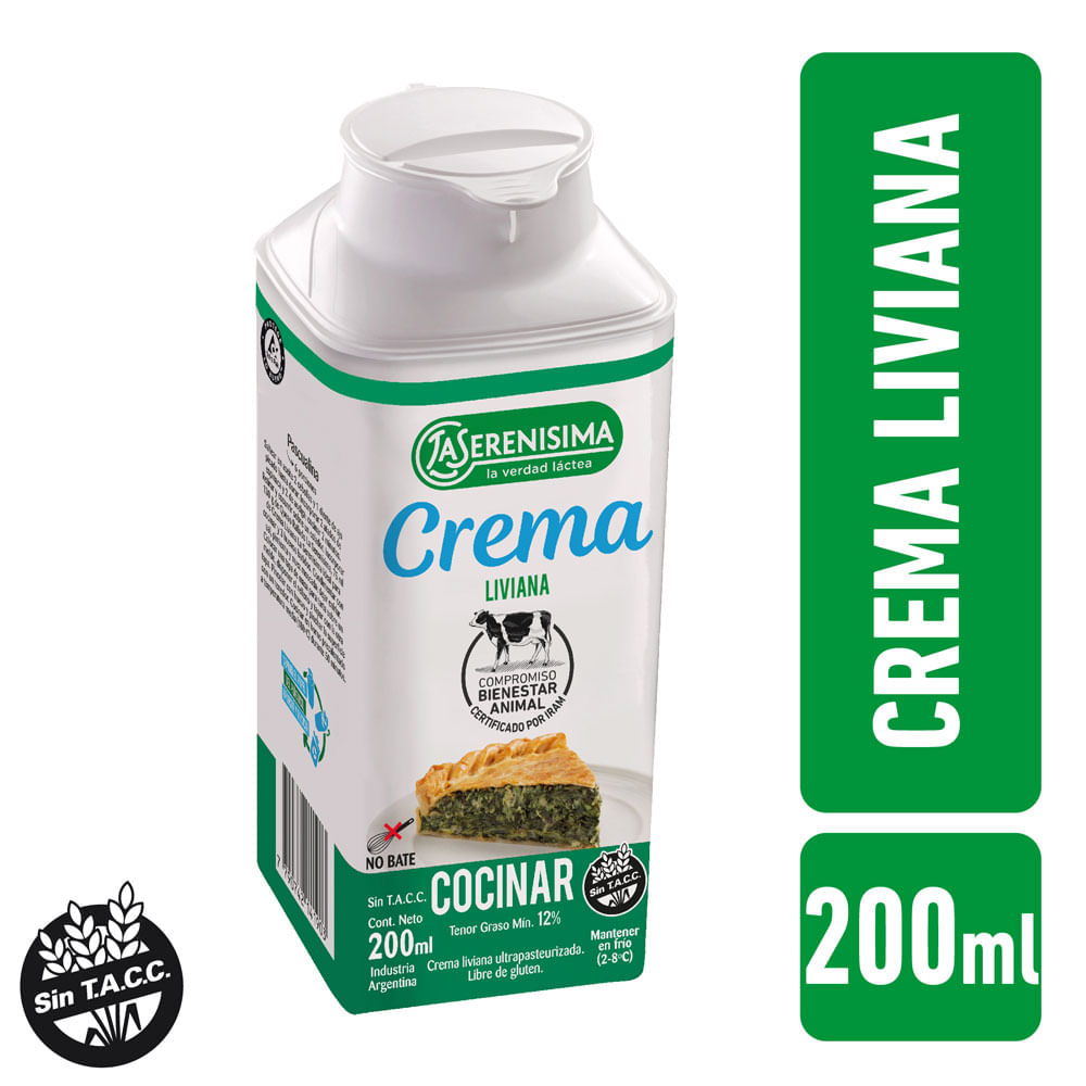 Crema Liviana Para Cocinar La Serenisima 200 Gr.