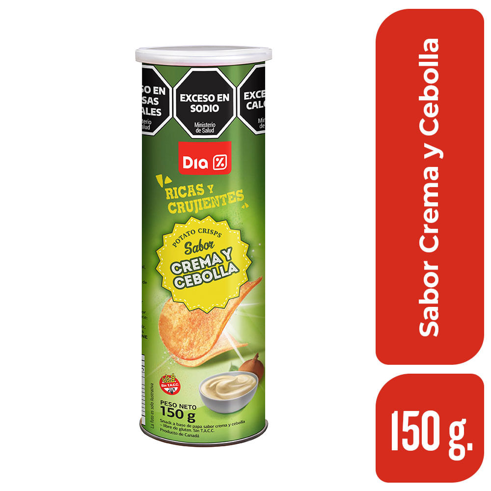 Papas Fritas Tubo Sabor Crema Y Cebolla Dia 150 Gr.