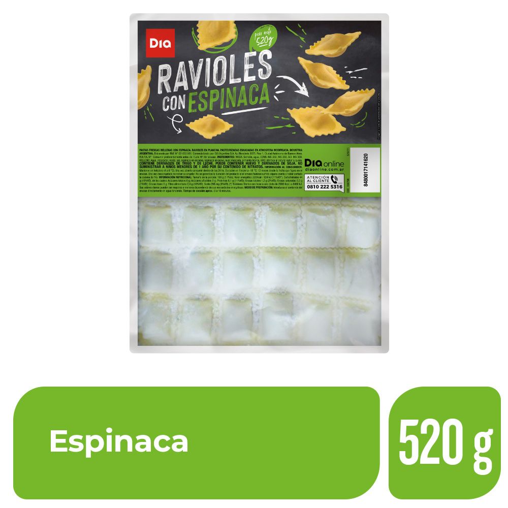 Ravioles Dia Espinaca 520 Gr.