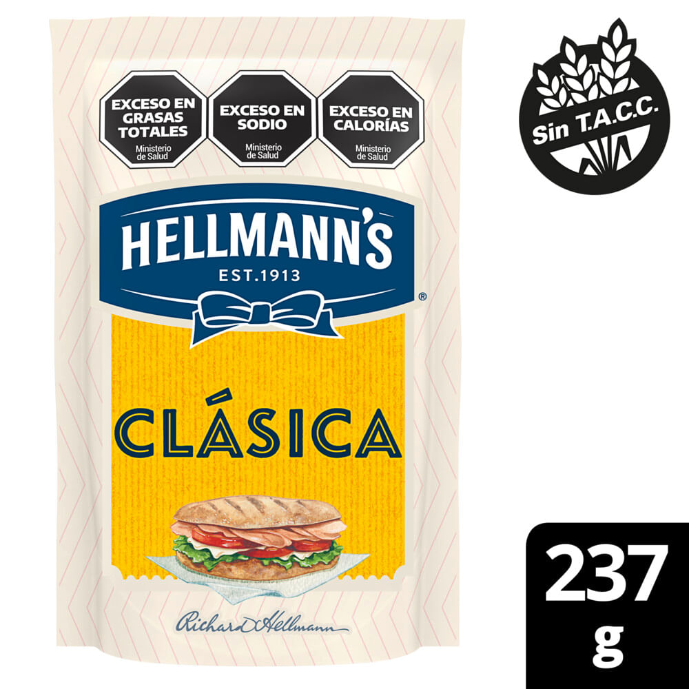 Mayonesa Clásica Hellmanns Sin Tacc Doypack 237 Gr.