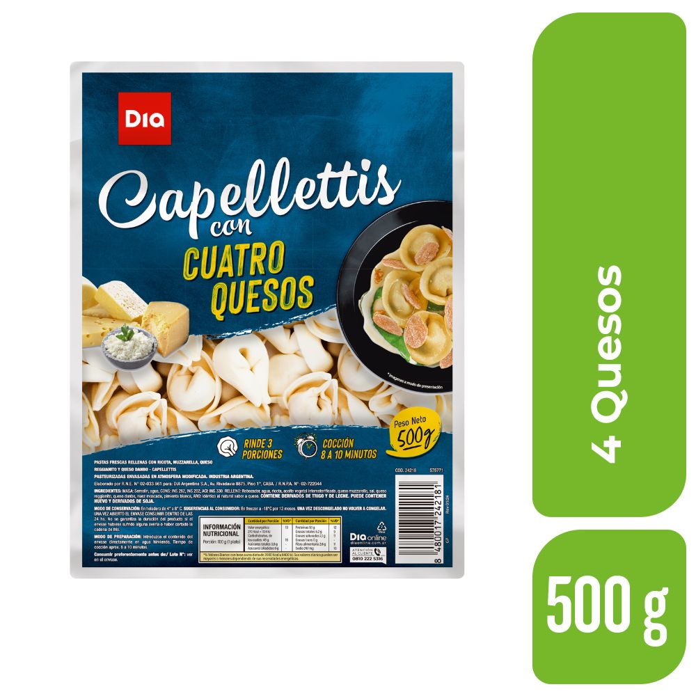 Capelletis DIA 4 Quesos 500 Gr.