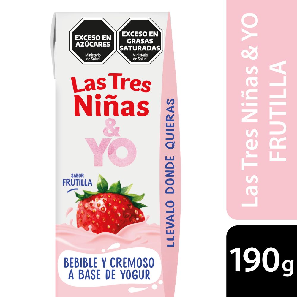 Producto a Base de Yogur Frutilla Larga Vida Las 3 Niñas 190 Gr.