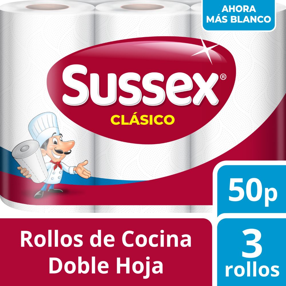 Rollo Cocina Sussex Clásico 50 paños 3 Ud.