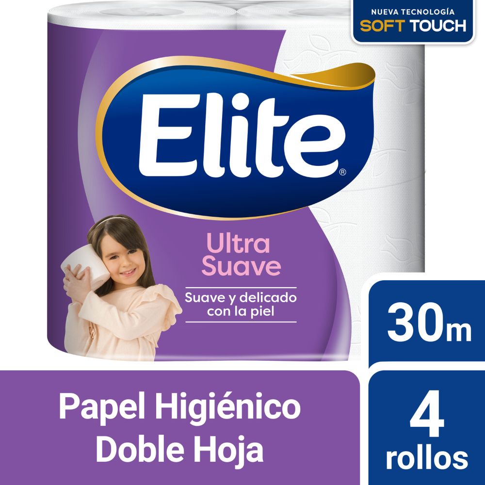 Papel Higienico Elite Ultra Suave doble hoja 30 m 4 Ud.