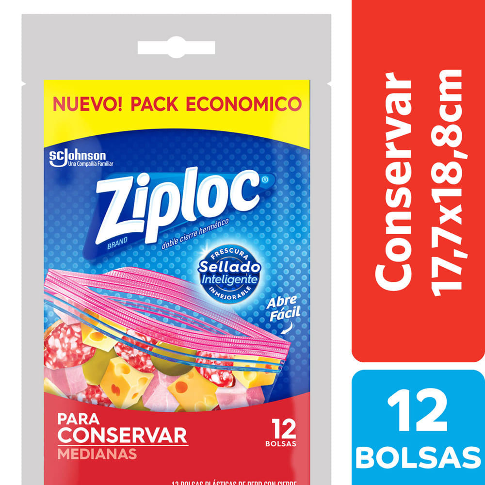 Bolsas Herméticas Ziploc para Conservar Medianas 12 Ud.