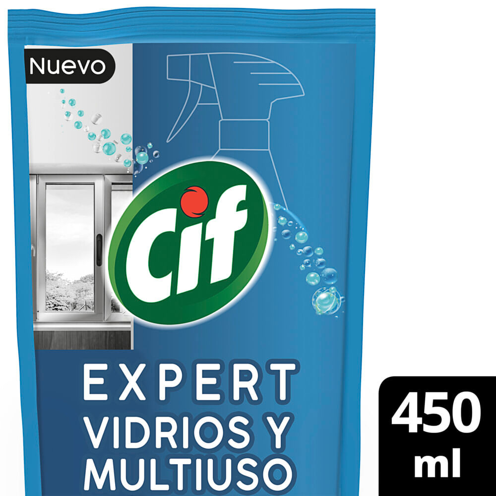 Limpiador Vidrios Y Mulitiuso Cif Expert Doypack 450 Ml.