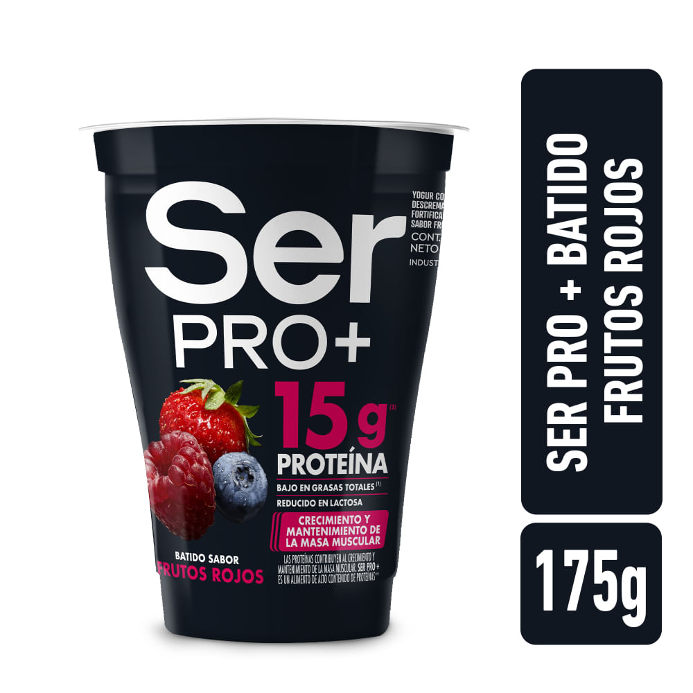 Yogur Batido Ser PRO+ Con Proteínas Sabor Frutos Rojos 175 Gr.