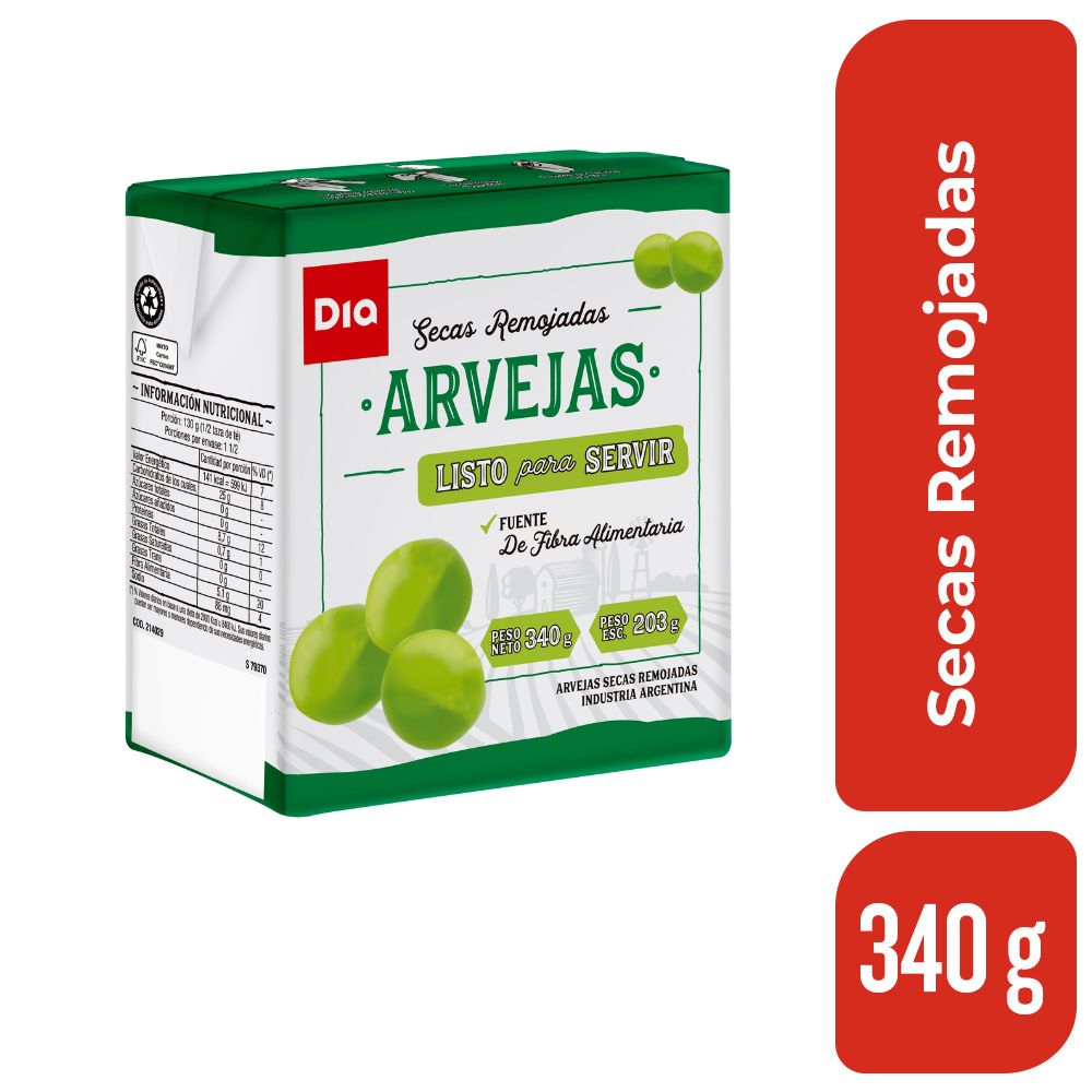 Arvejas Secas Remojadas Dia 340 Gr.