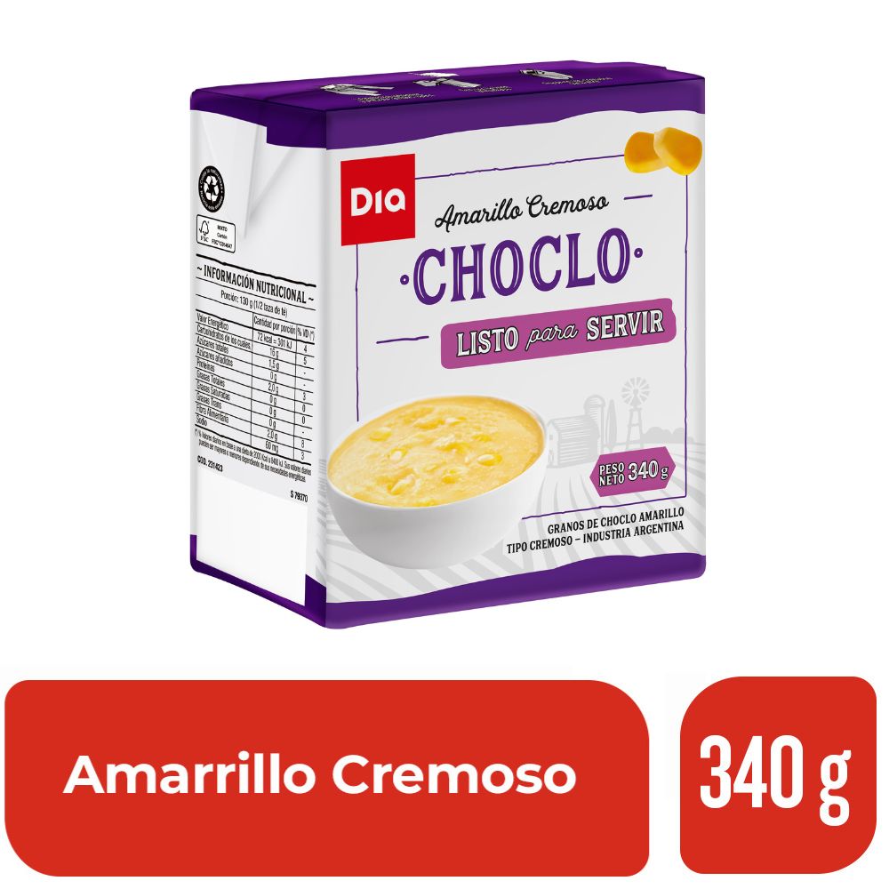 Choclo Cremoso Amarillo Dia 340 Gr.
