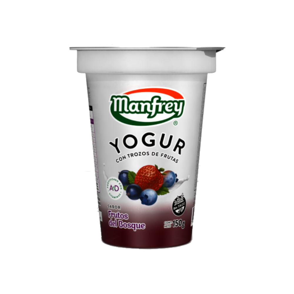 Yogur Parcialmente Descremado Con Frutos Bosque Manfrey 150 Gr.