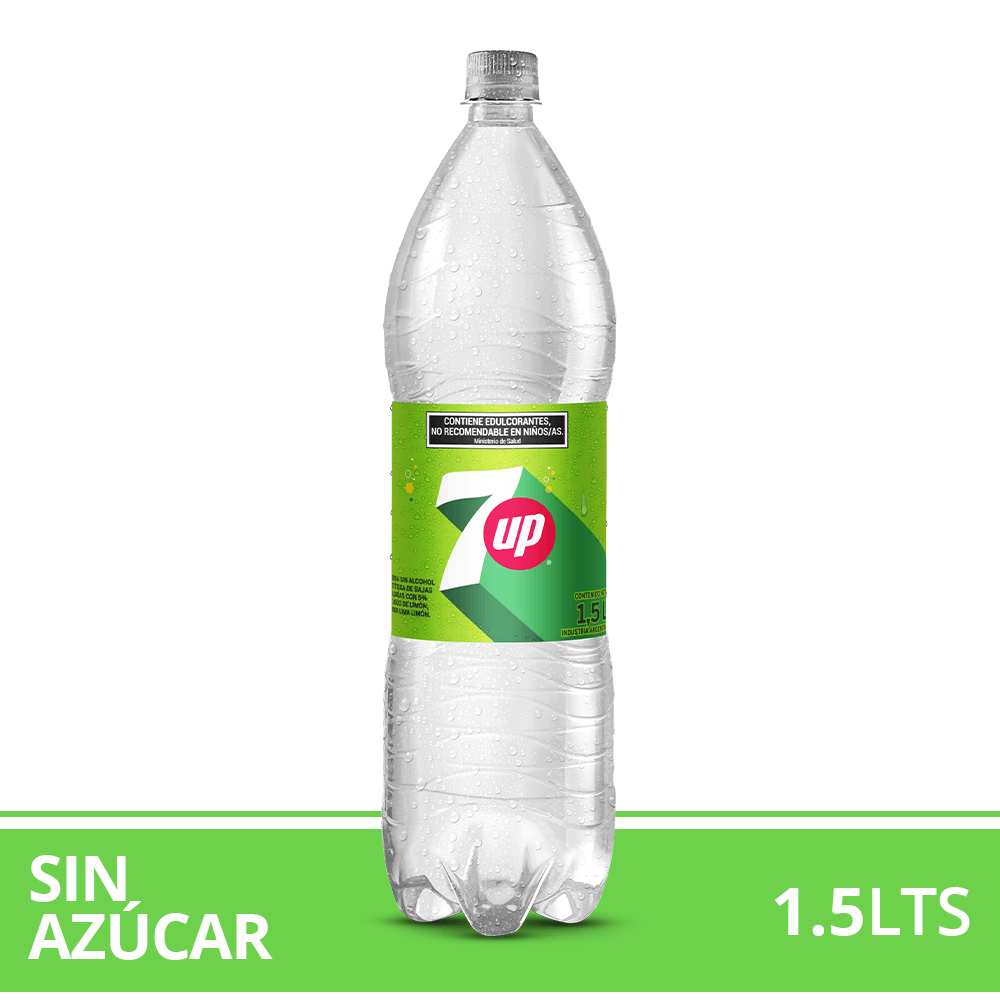 Gaseosa 7 Up Sin Azucar Botella 1,5 Lt.