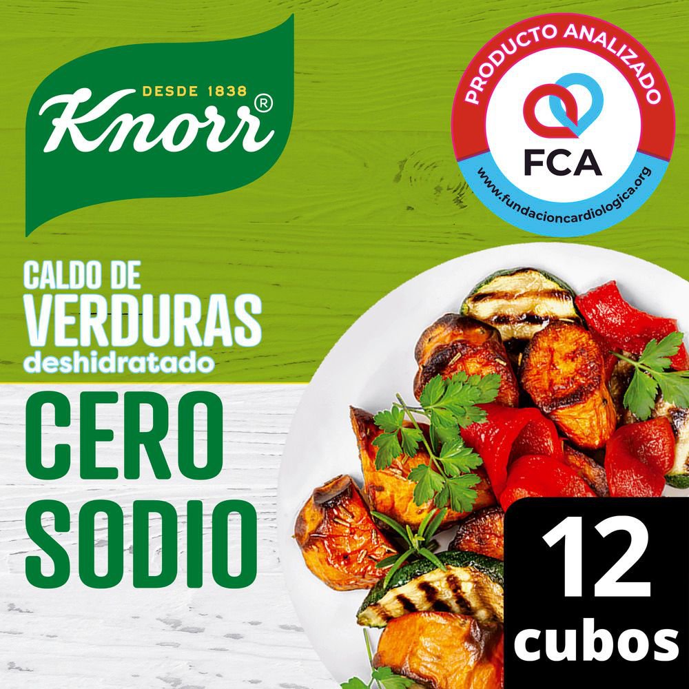 Caldo Knorr De Verduras Cero Sodio 12 Cubos 96 Gr.
