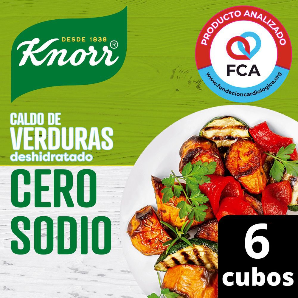 Caldo Knorr De Verduras Cero Sodio 6 Cubos 48 Gr.