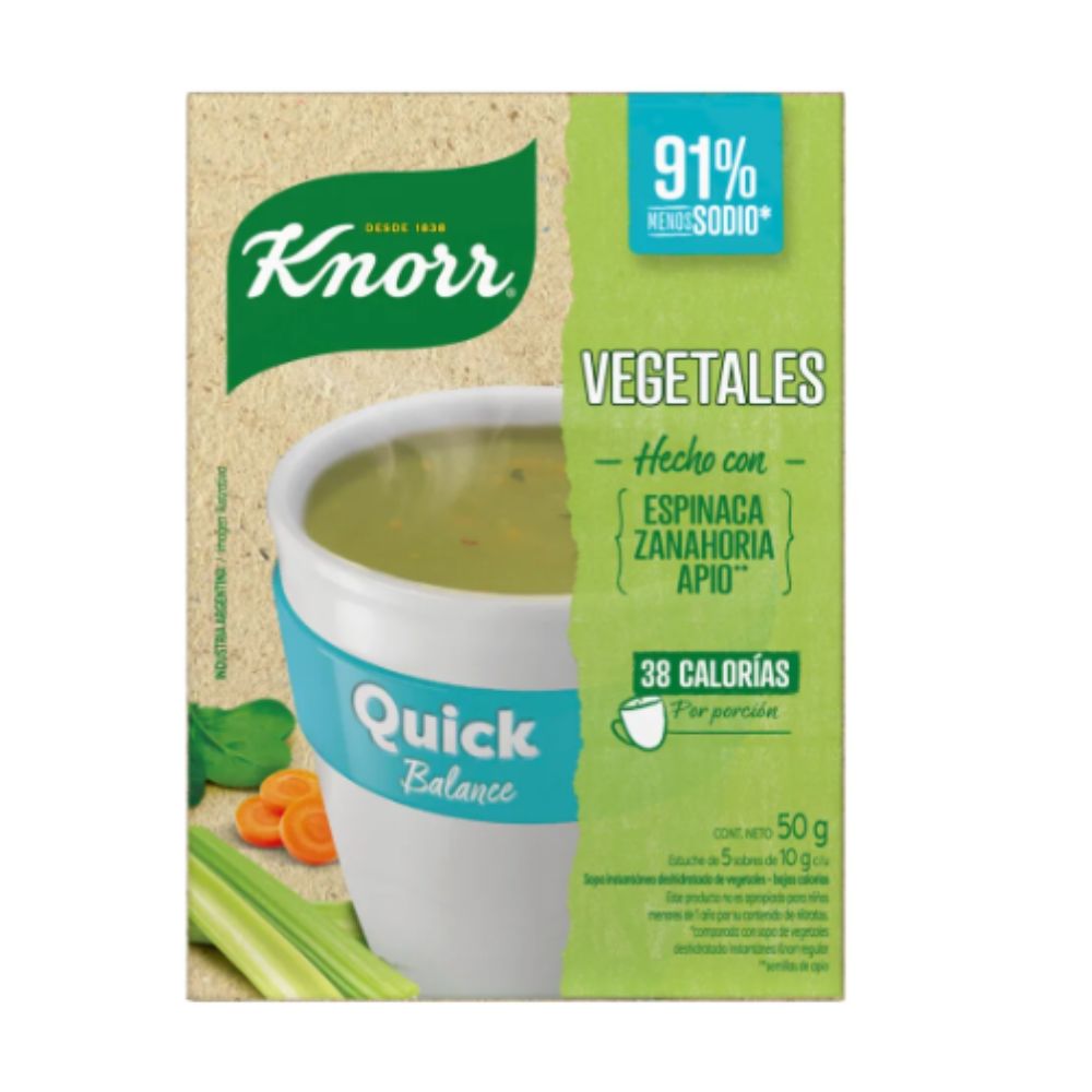 Sopa Instantanea Balance Vegetales Quick Knorr 50 Gr.