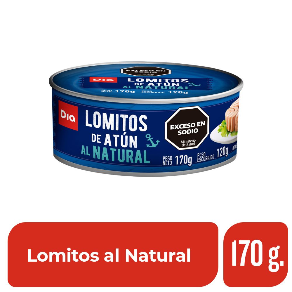 Lomitos de Atún al Natural Dia 170 Gr.