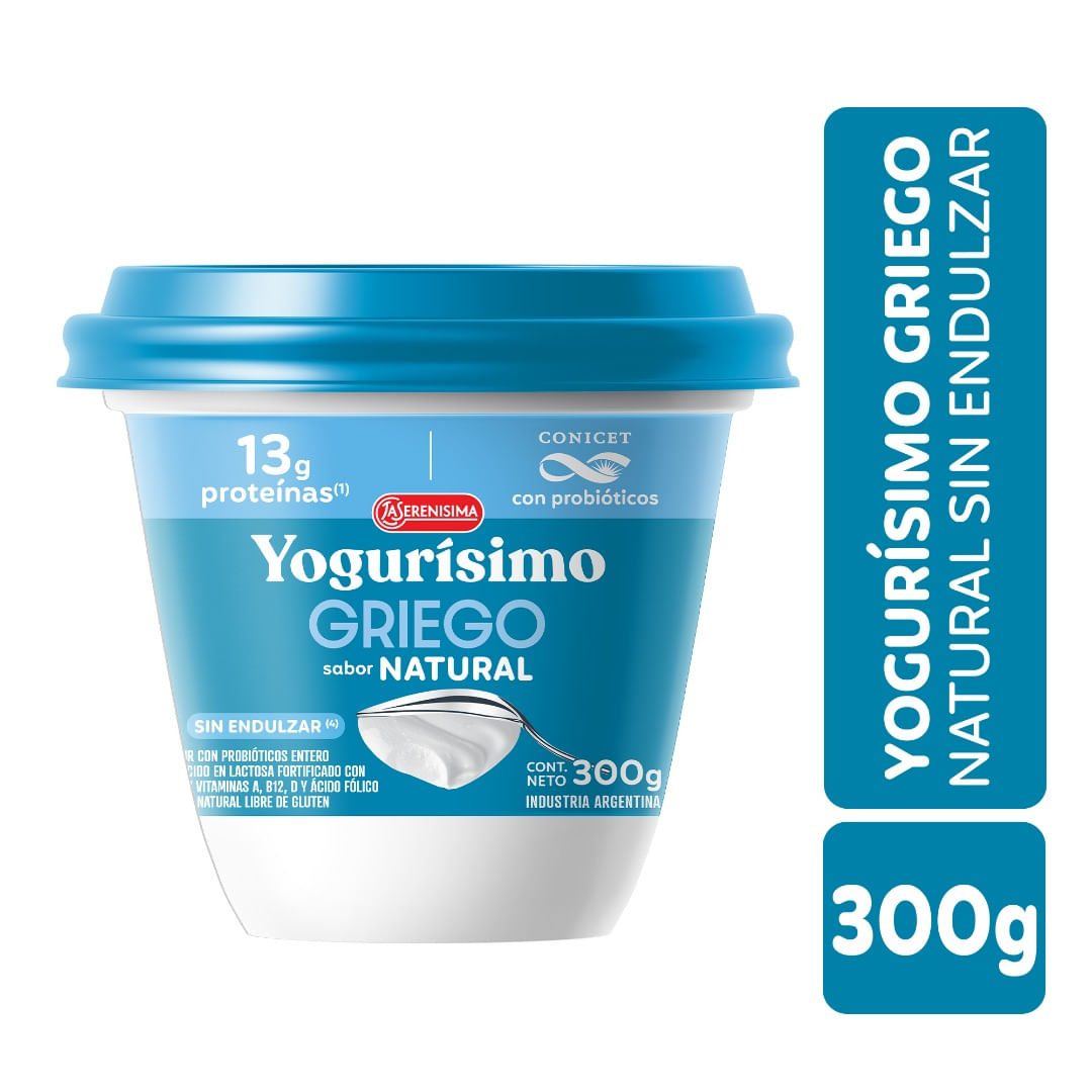 Yogur Griego Natural Sin Endulzar Yogurísimo 300 Gr.