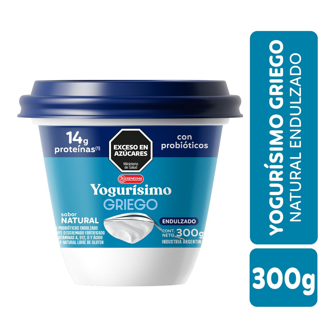 Yogur Griego Natural Endulzado Yogurísimo 300 Gr.