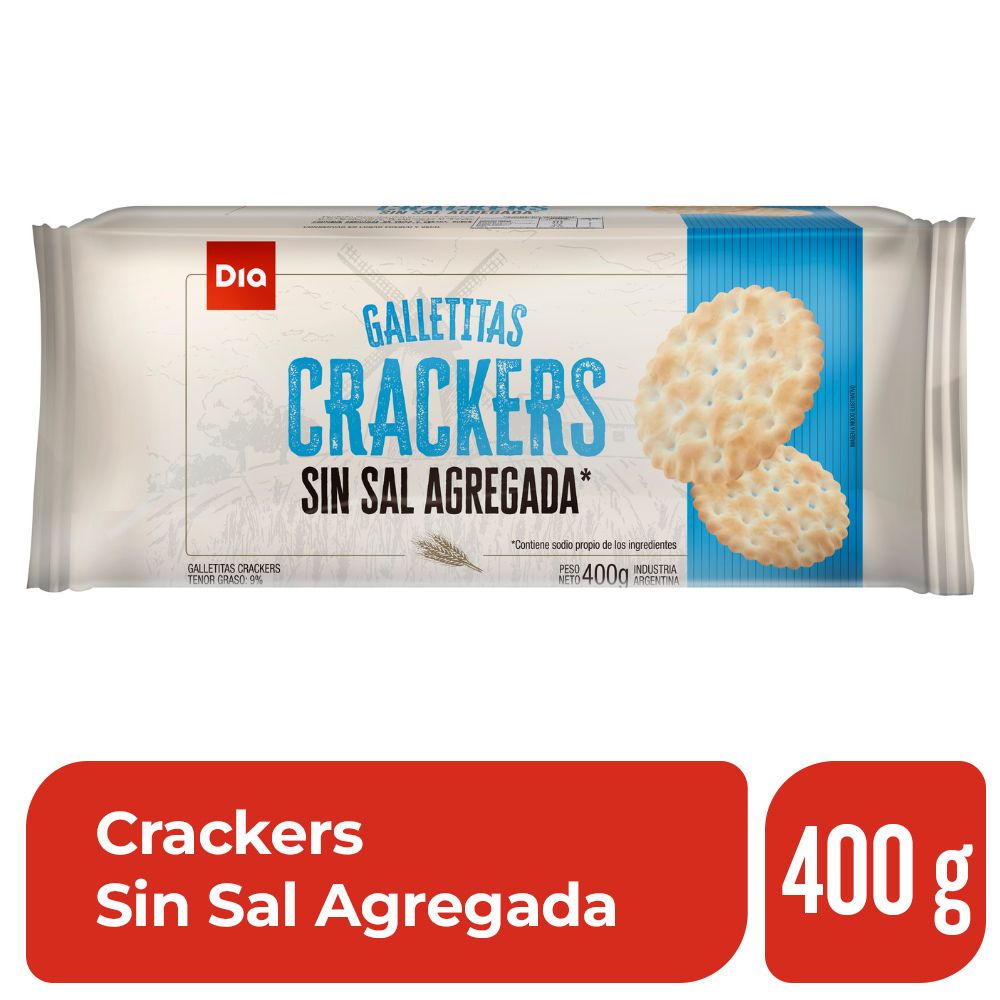 Galletitas Crackers DIA sin Sal Agregada 400 Gr.