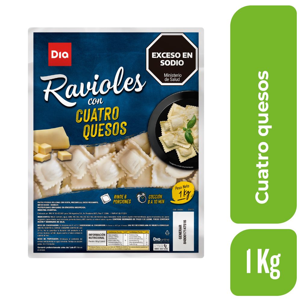 Ravioles DIA 4 Quesos 1 Kg.