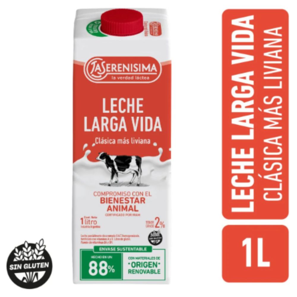 Leche Semi Descremada 2% La Serenisima 1 Lt.