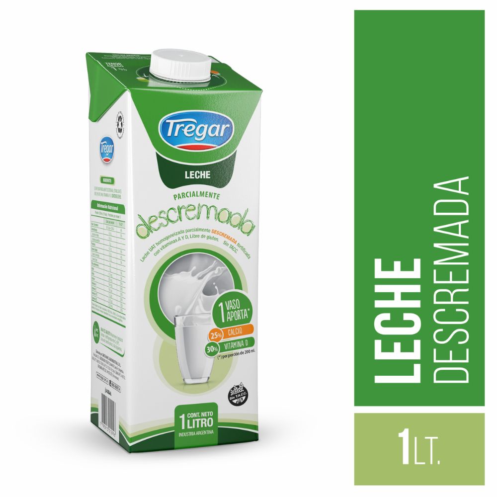 Leche Descremada Tregar Larga Vida 1 Lt.