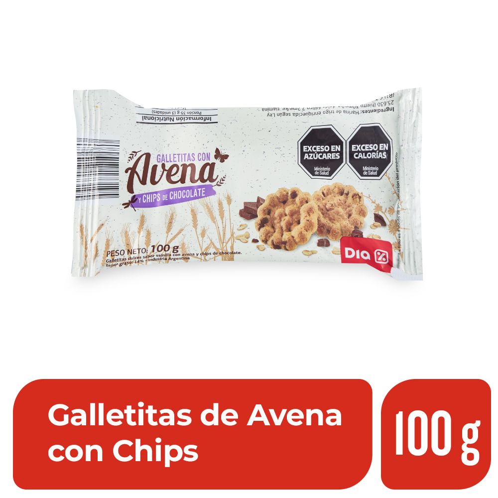 Galletitas Avena con Chips de Chocolate Dia 100 Gr.