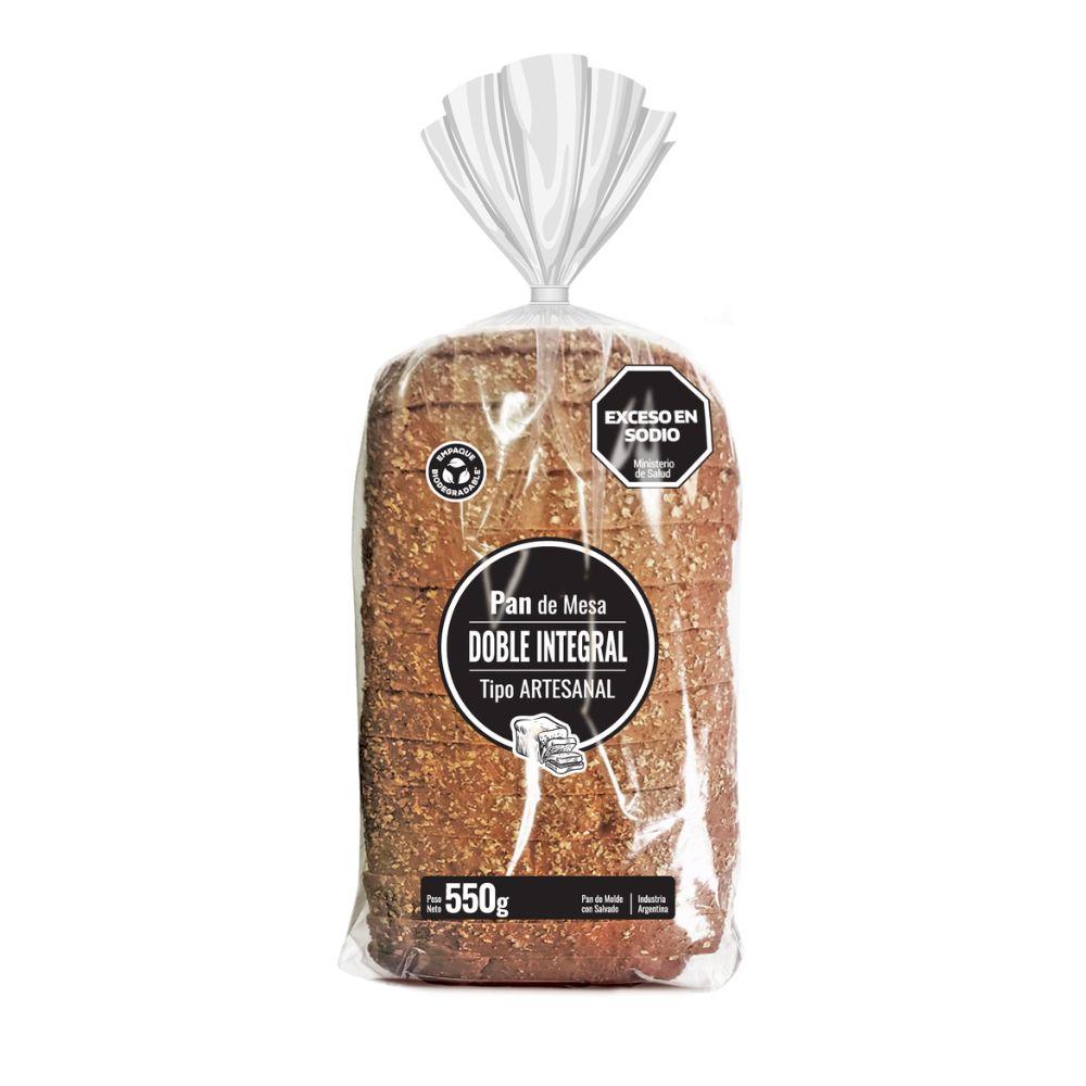 Pan de Molde Doble Integral 550 Gr.