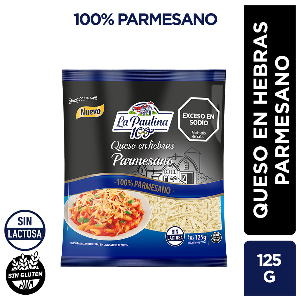 Queso En Hebras Parmesano La Paulina 125 Gr.