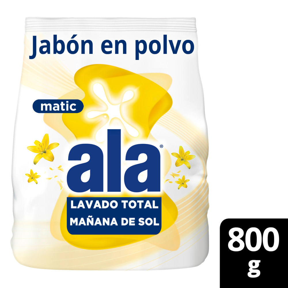 Jabon En Polvo Ala Matic MaÃ±ana De Sol Maxima Blancura 800 Gr.