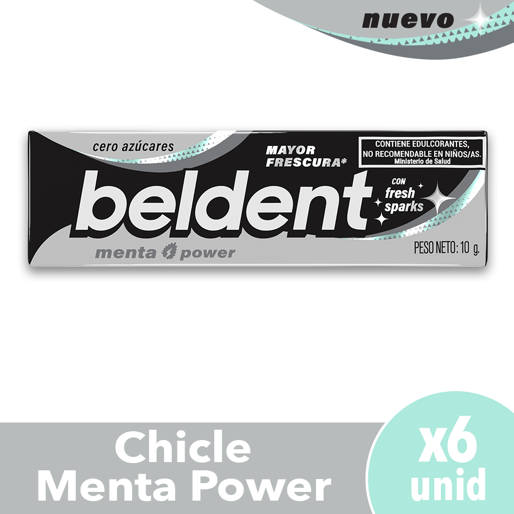 Chicles Beldent Menta Power 6 Ud.