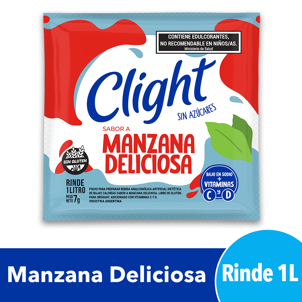 Jugo En Polvo Clight Manzana Deliciosa 7 Gr.
