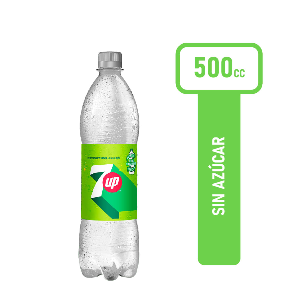 Gaseosa 7 Up Sin Azucar Botella 500 Ml.