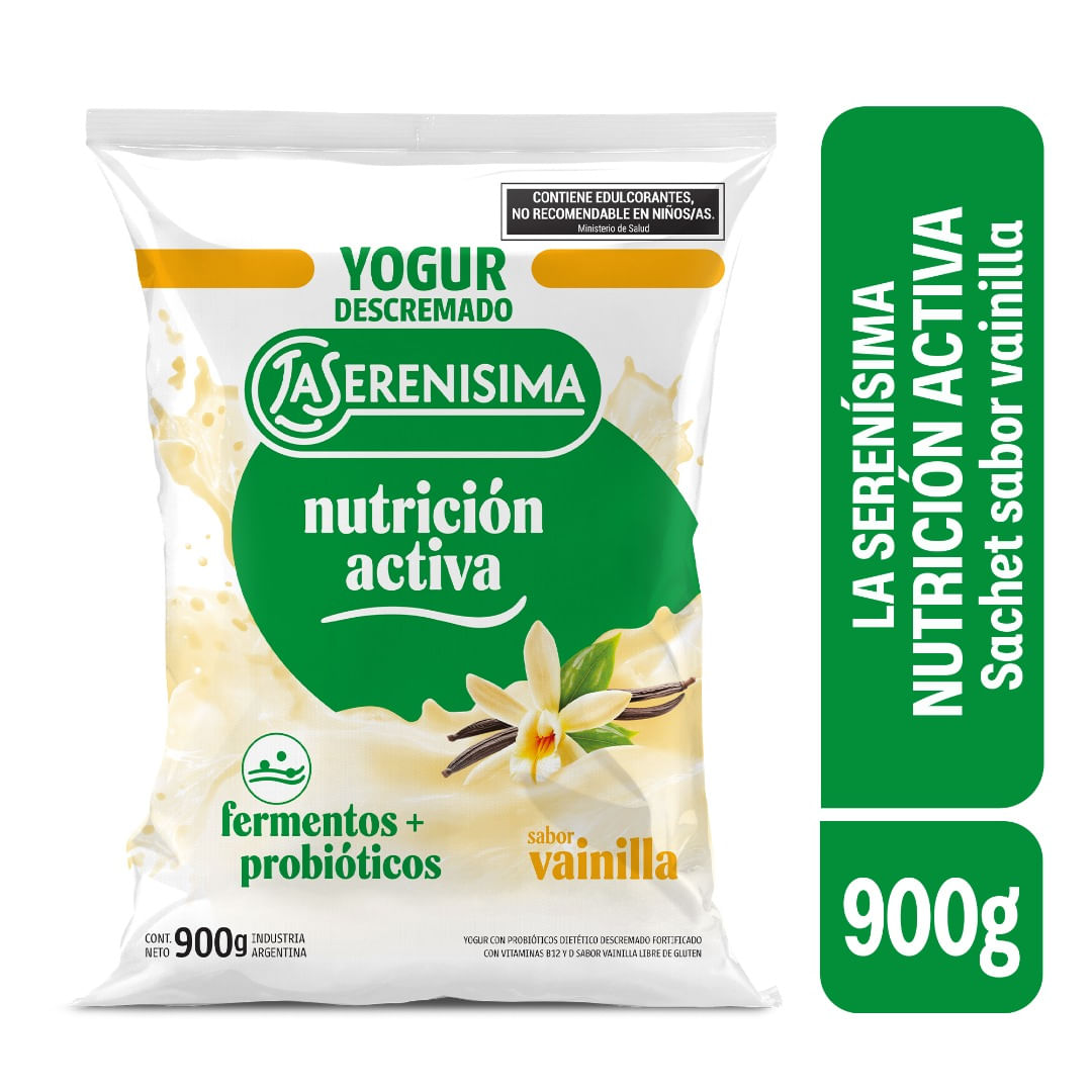 Sachet Yogur Descremado Sabor Vainilla La Serenisima Nutricion Activa 900 Gr.