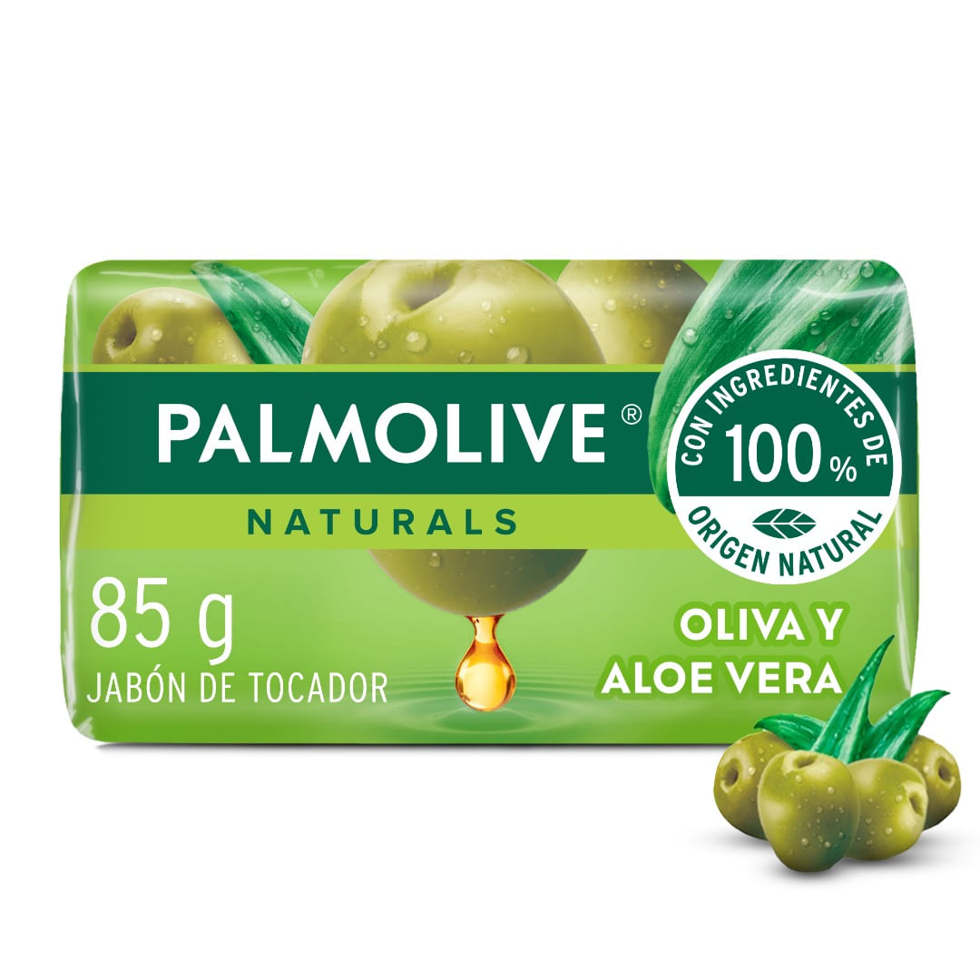 Jabon De Tocador Barra Palmolive Naturals Aloe Y Oliva 85 Gr.