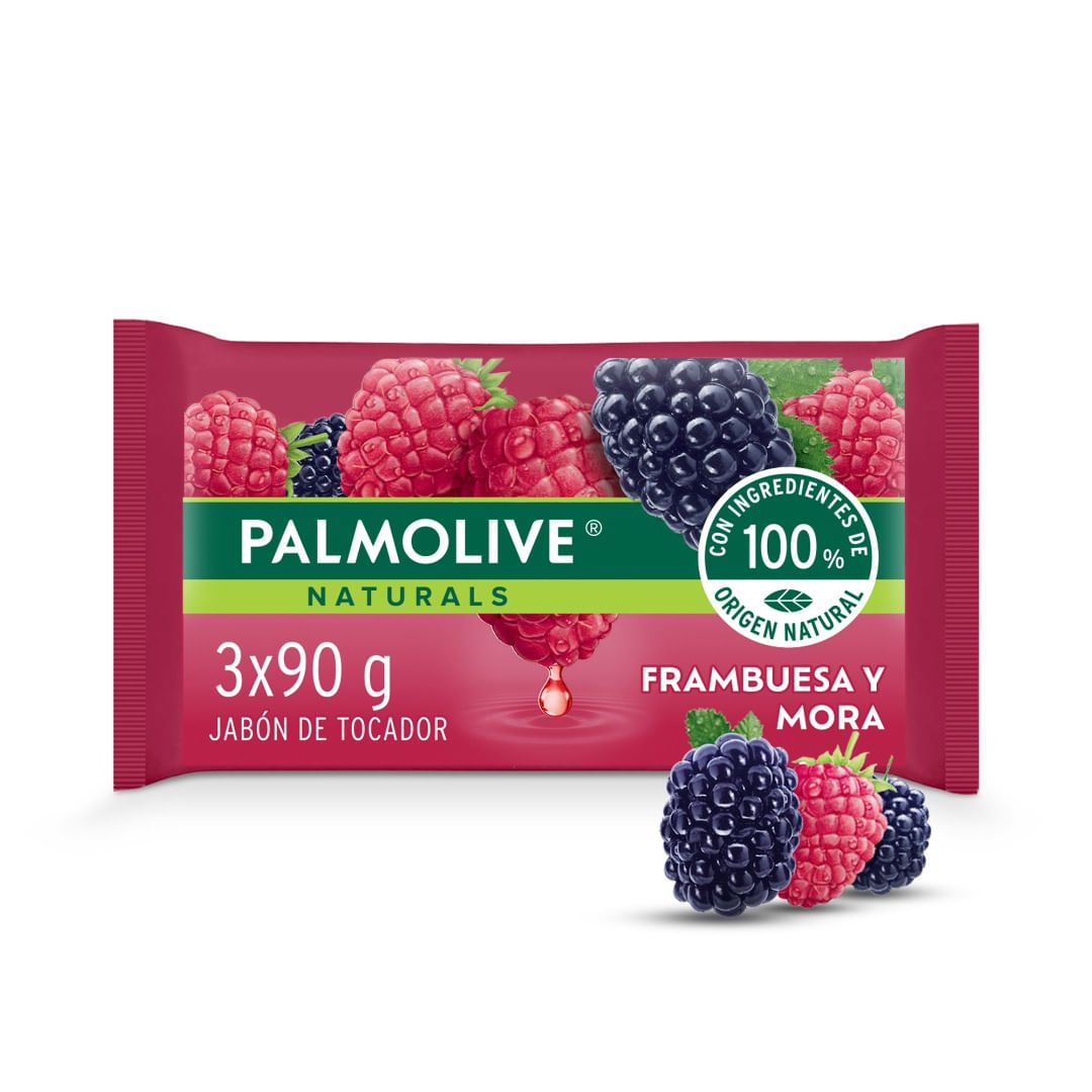 Jabon De Tocador Palmolive Naturals Frambuesa Y Mora 90 G 3 Ud.