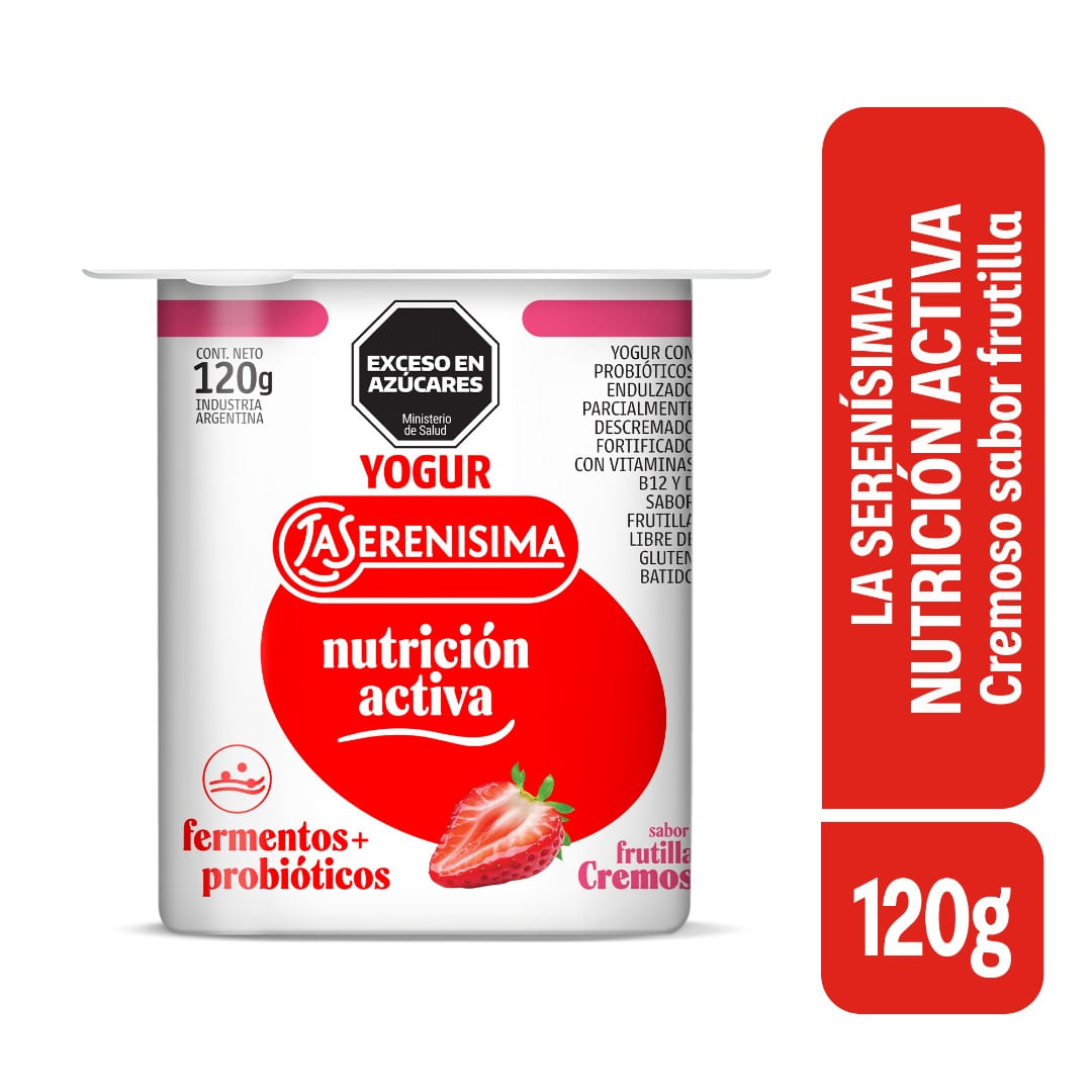 Yogur Cremoso FFS Entero Sabor Frutilla La SerenÃ­sima NutriciÃ³n Activa 120 Gr.
