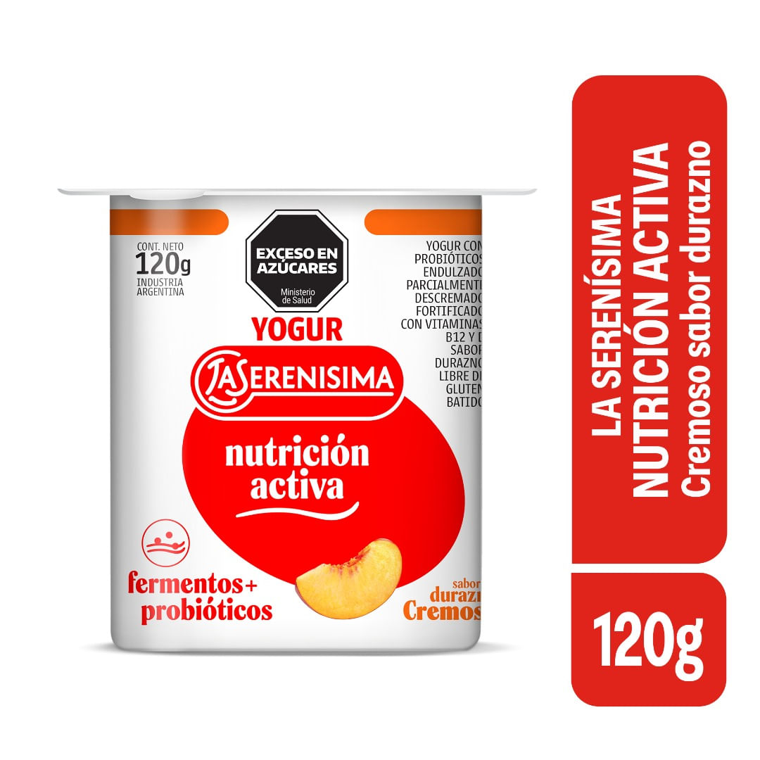 Yogur Cremoso FFS Entero Sabor Durazno La SerenÃ­sima NutriciÃ³n Activa 120 Gr.